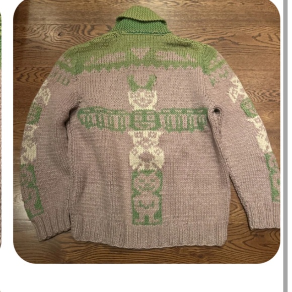 Vintage Rare Large Cowichan Zip Up Sweater 1960s - Picture 3 of 5